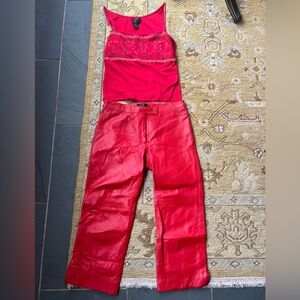 BCBG Red Cropped Pants